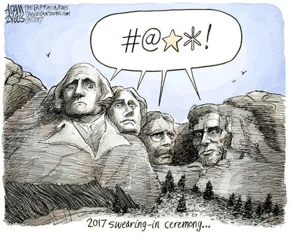 Political Cartoon U.S. Swearing in ceremony