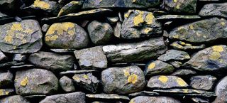 Drystone wall close-up. Newlands valley, Cumbria, England, UK. In the Lake District National park.