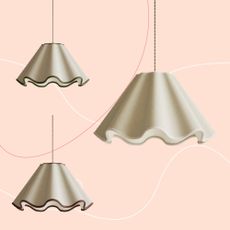 Pink background with scallop lampshades