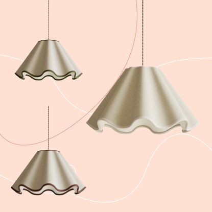 Pink background with scallop lampshades
