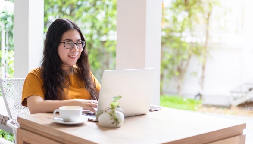 Person using a laptop