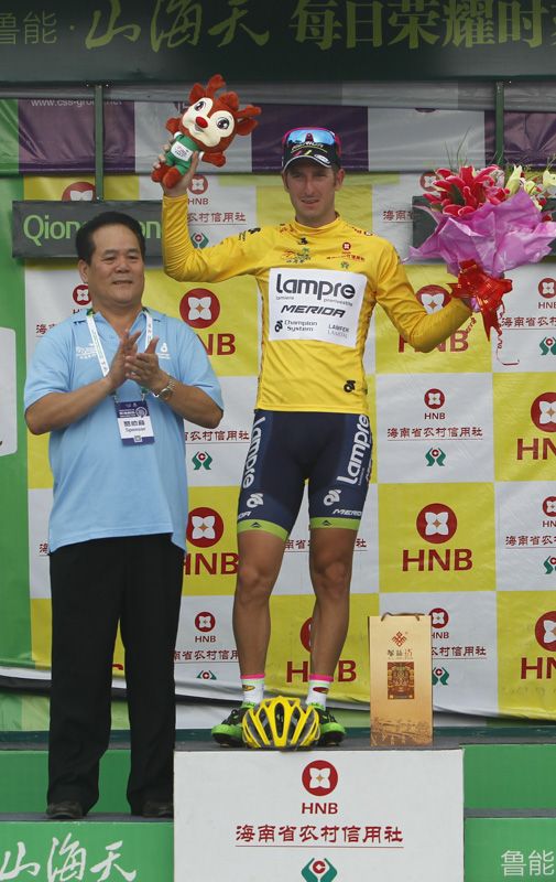 Sacha Modolo in the race leader's yellow jersey