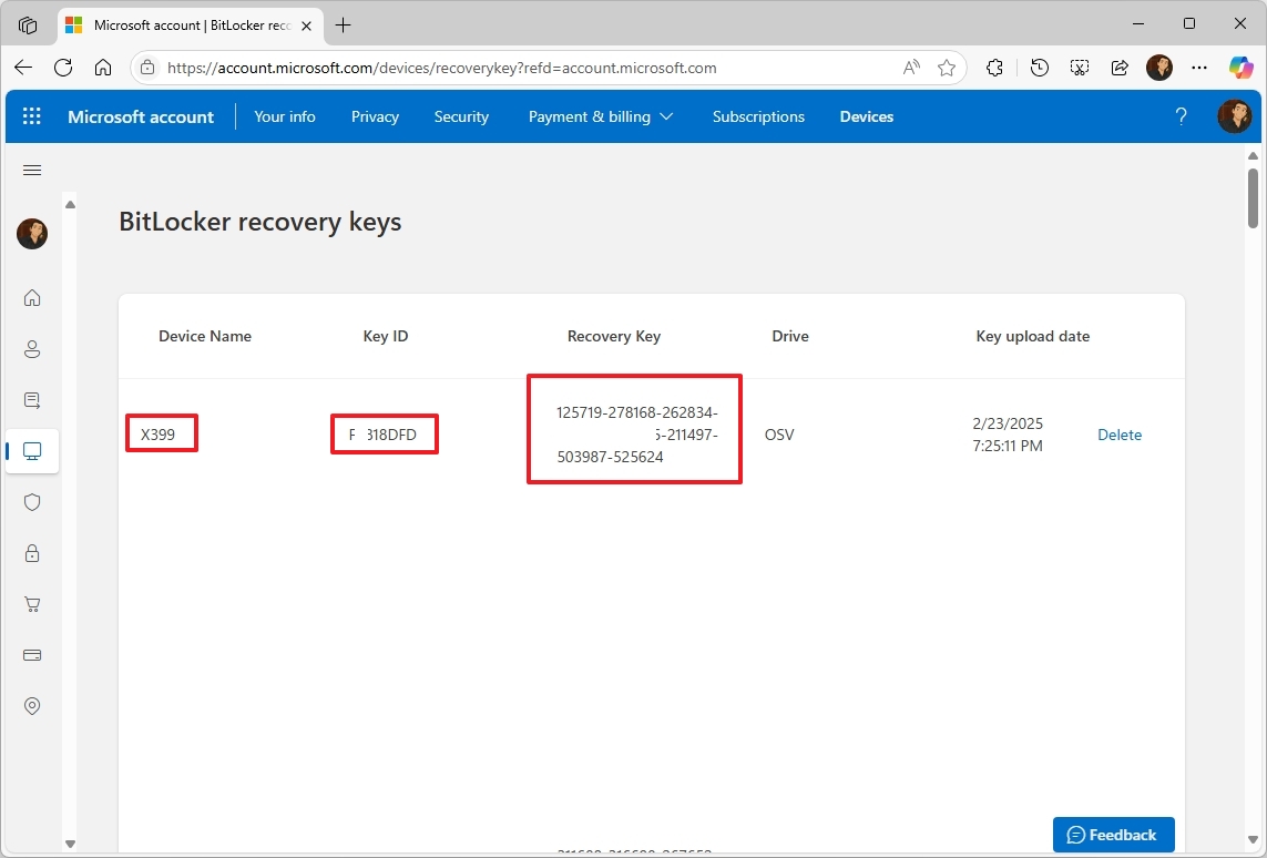 BitLocker Recovery Key