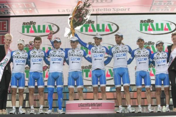 Colnago on the podium after stage 9 of the 2012 Giro
