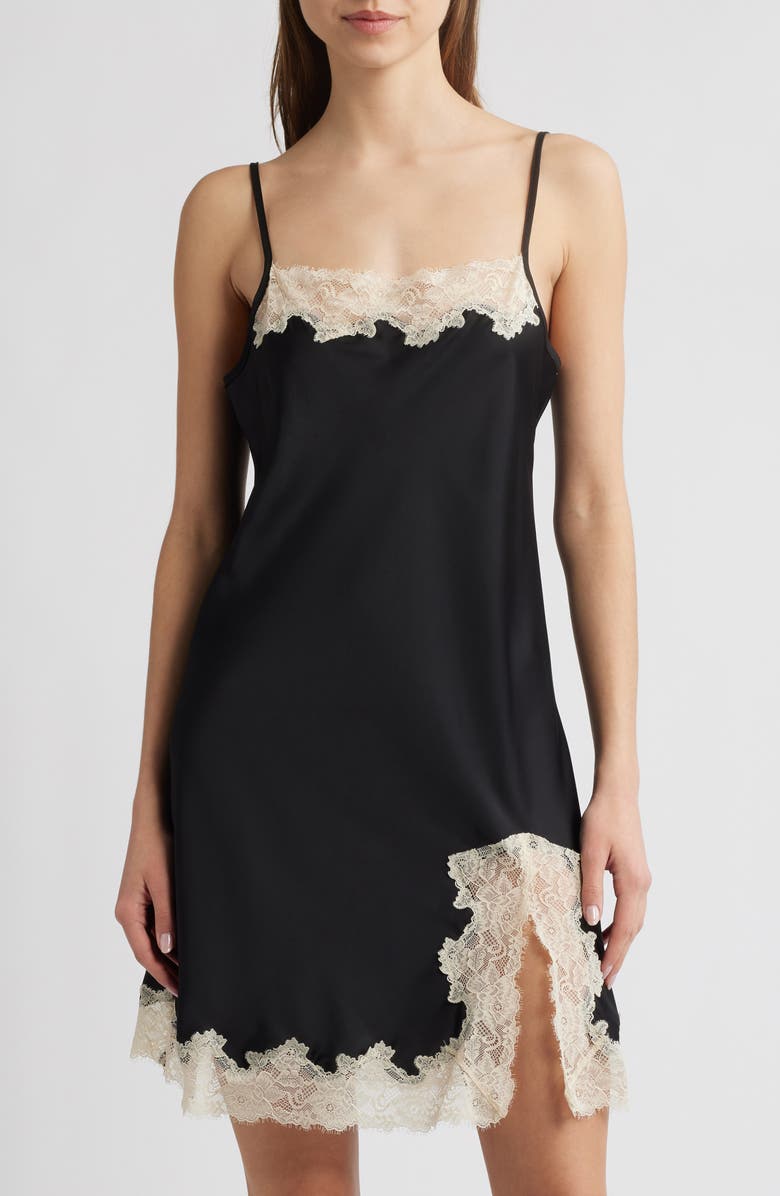 Lace Trim Satin Chemise