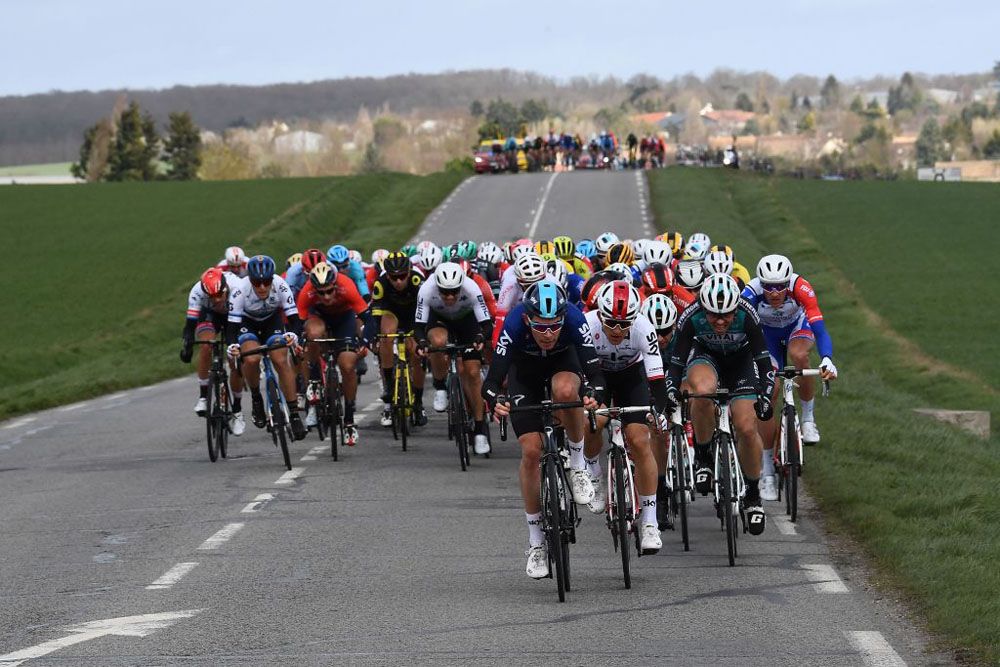 Team Sky lead the peloton on stage 1 of Paris-Nice