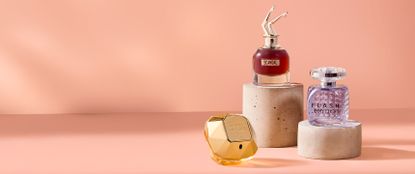 3 perfumes on platform