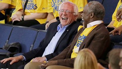 Bernie Sanders attends GSW-OKC NBA game