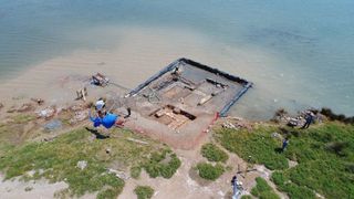 A view of a portion of the Salamis stoa taken during the 2022 excavation.