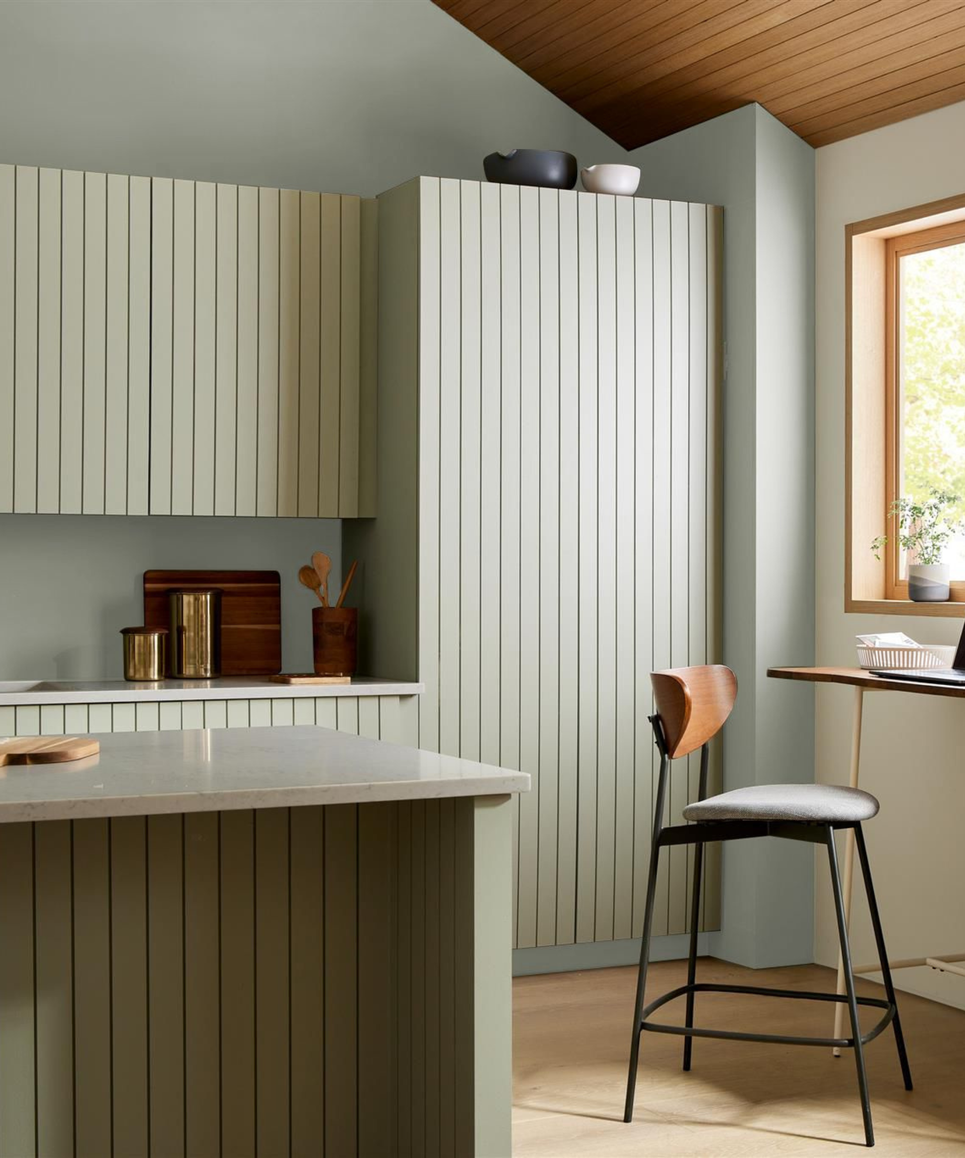 An Evergreen Fog-painted kitchen.