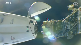 closeup of crew dragon departing the space station