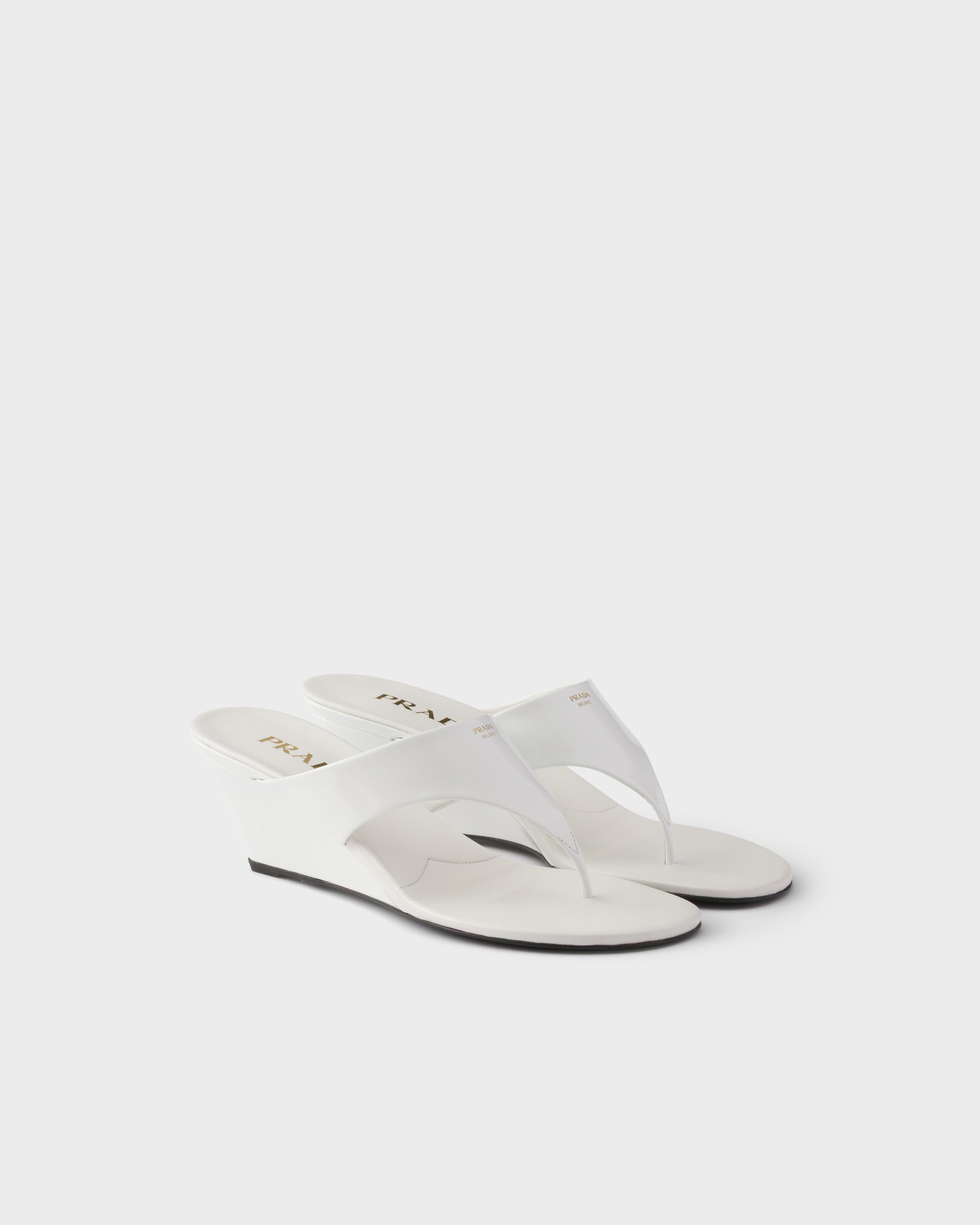Patent Leather Thong Sandals Black