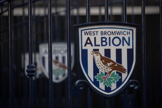 The West Brom badge on gates at the entrance to their ground, the Hawthorns