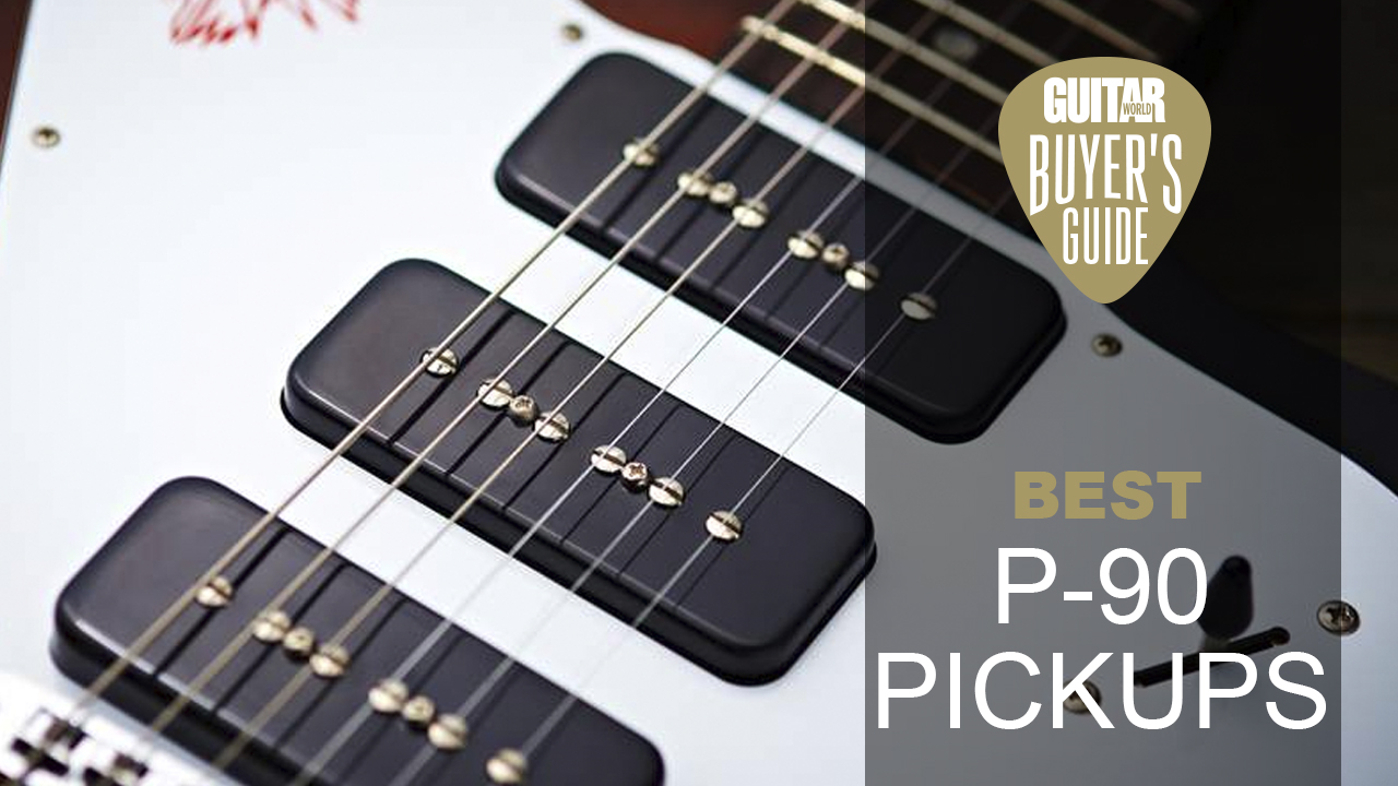 Close up of the P-90 pickups on a Gibson Firebird