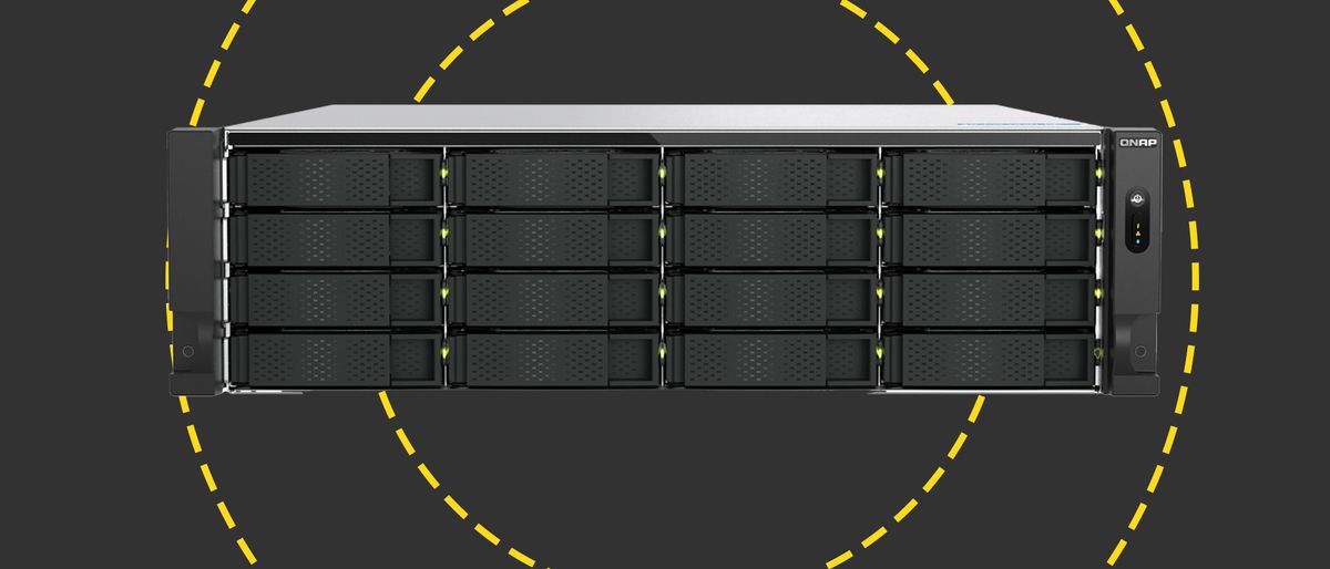 The Qnap TS-h1677AXU-RP on the ITPro background