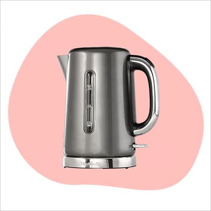 Three of the best kettles as tested by Ideal Home on a pink backdrop