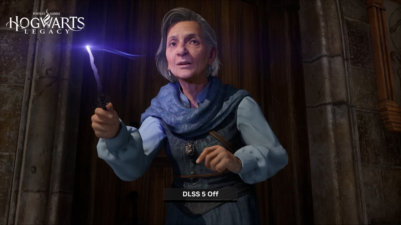 A character model from Hogwarts Legacy without DLSS 5 toggled on