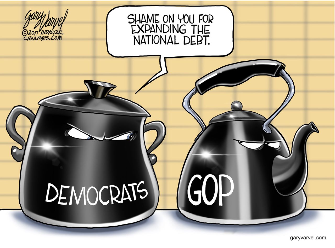 Political cartoon U.S. GOP tax reform national debt Democrats