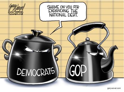 Political cartoon U.S. GOP tax reform national debt Democrats