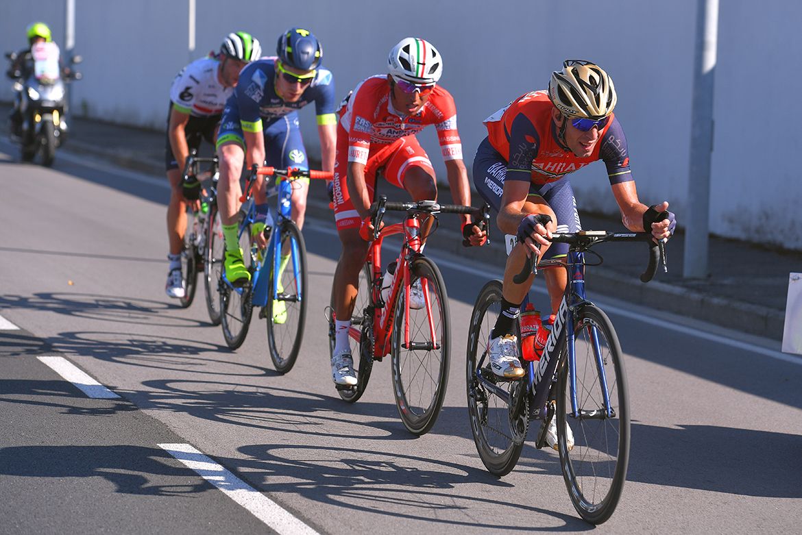 Vincenzo Nibali (Bahrain-Merida) in the breakaway