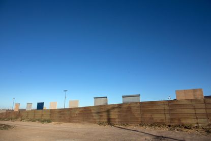 A prototype of Trump's border wall on the Mexican border