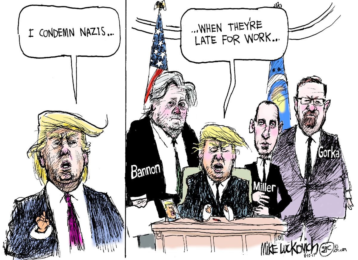 Political cartoon U.S. Trump Bannon Gorka Miller Nazi administration ...