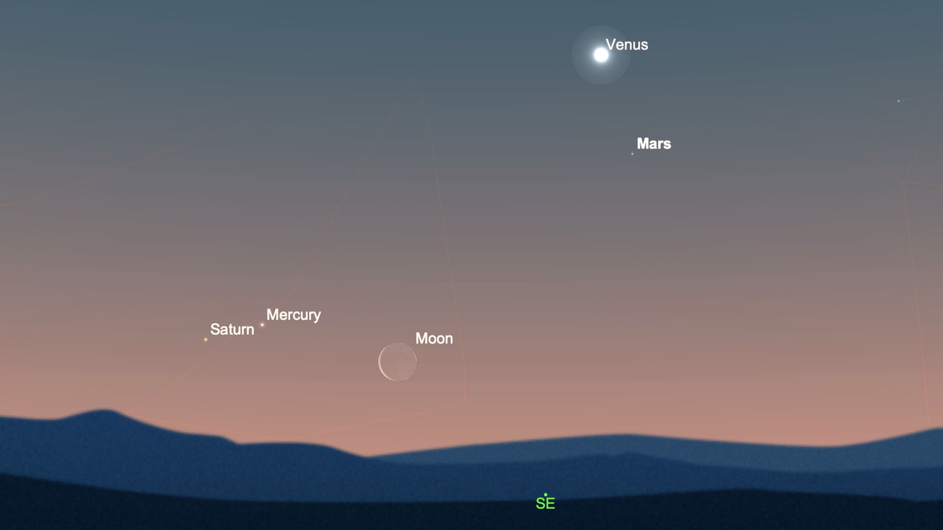 Венера на небе фото The moon meets up with Mercury and Saturn early Monday morning Space