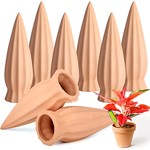 Wujun Plant Watering Stakes 8 Pack Automatic Plant Waterers for Vacations, Plant Watering Devices Terracotta Self Watering Spikes for Wine Bottles Great Plant for Indoor &amp;amp; Outdoor Plants