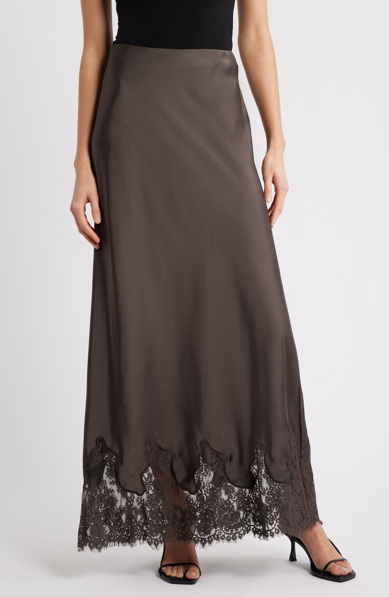 Alira Satin &amp; Lace Midi Skirt
