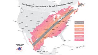 Map of the path of totality for total solar eclipse.