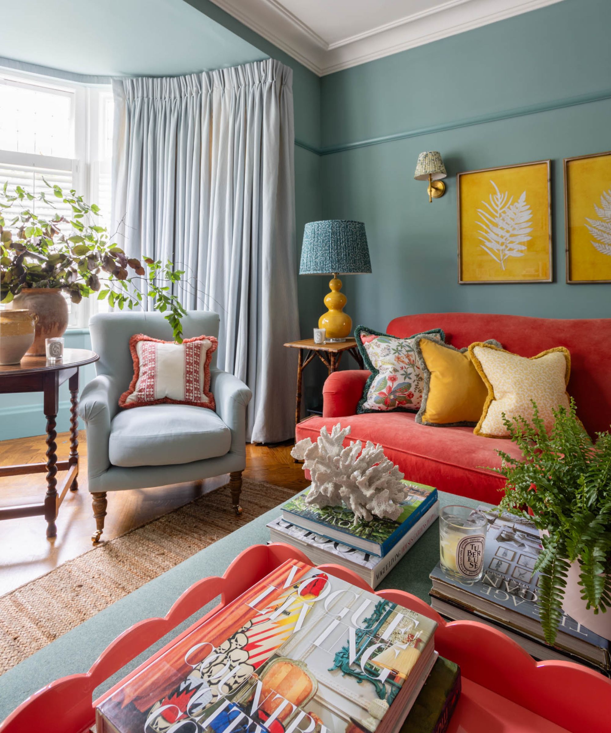 small blue living room