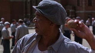 Morgan Freeman throws a baseball in The Shawshank Redemption