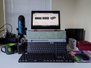 Chromebook with Logitech K580 and Aukey Mechanical Keyboard