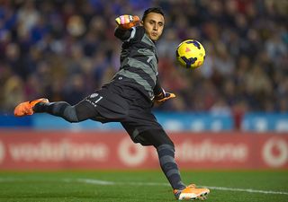 Keylor Navas of Levante in action during the la Liga match between Levante UD and FC Barcelona at Ciutat de Valencia on January 19, 2014 in Valencia, Spain.