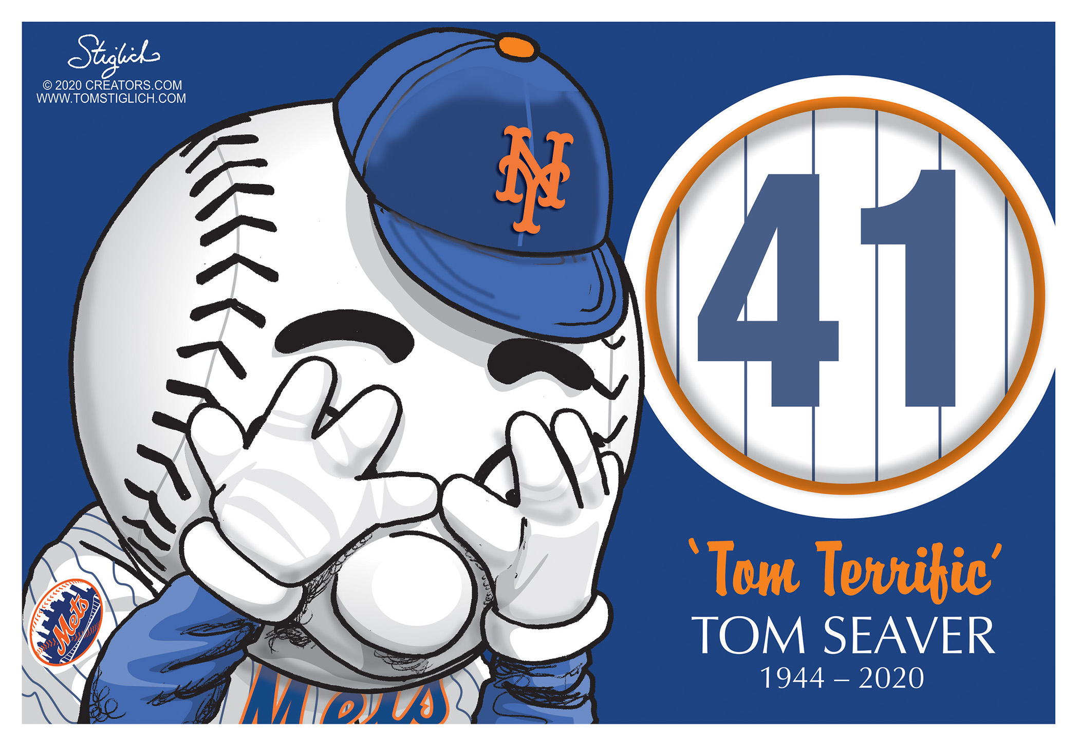 Editorial Cartoon U.S. Mr. Met Tom Seaver RIP