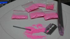 Bags of pink cocaine are seen in Medellin, Colombia, following a drug bust. 