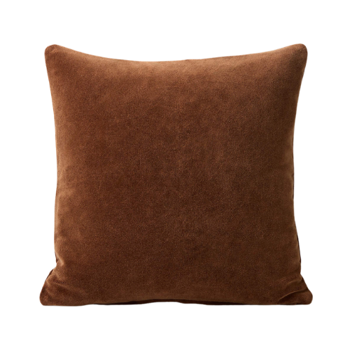cb2, Encino Sienna Brown Organic Cotton Stonewashed Velvet Throw Pillow Cover
