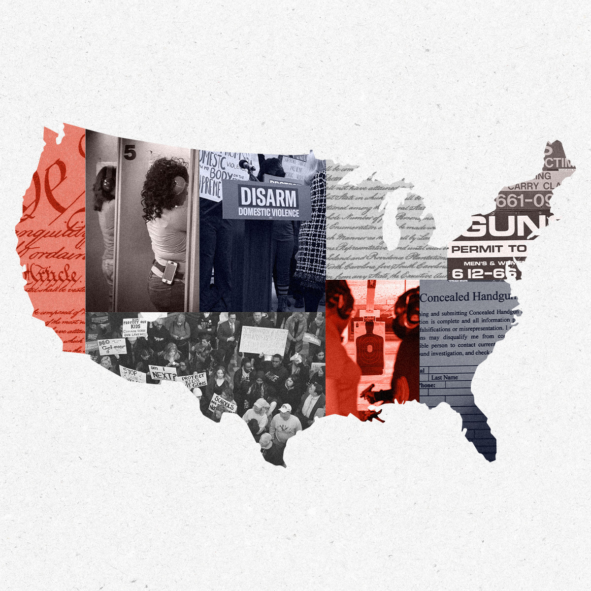 outline of the united states with headlines instead of states