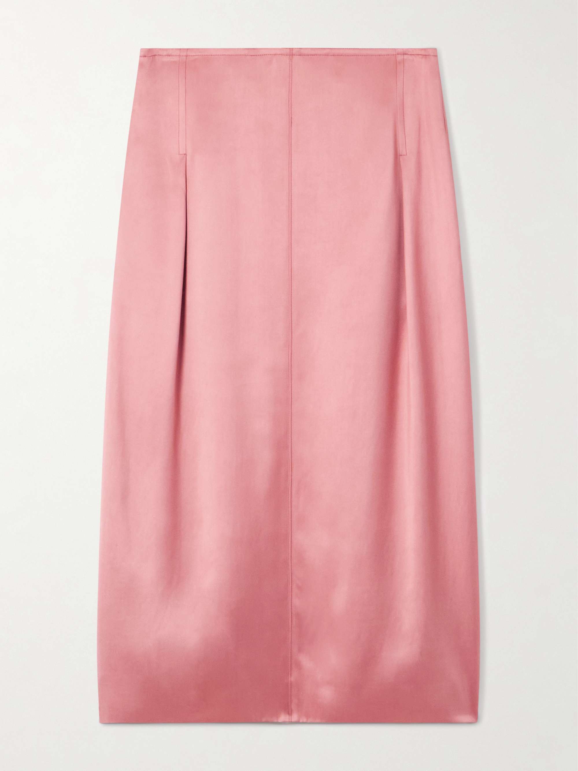 Pleated Satin Midi Skirt