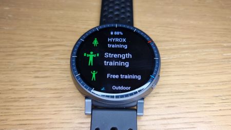 A picture of the workout selection screen in the Amazfit Active Max smartwatch