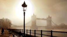 Air pollution obscures view of Tower Bridge in London 