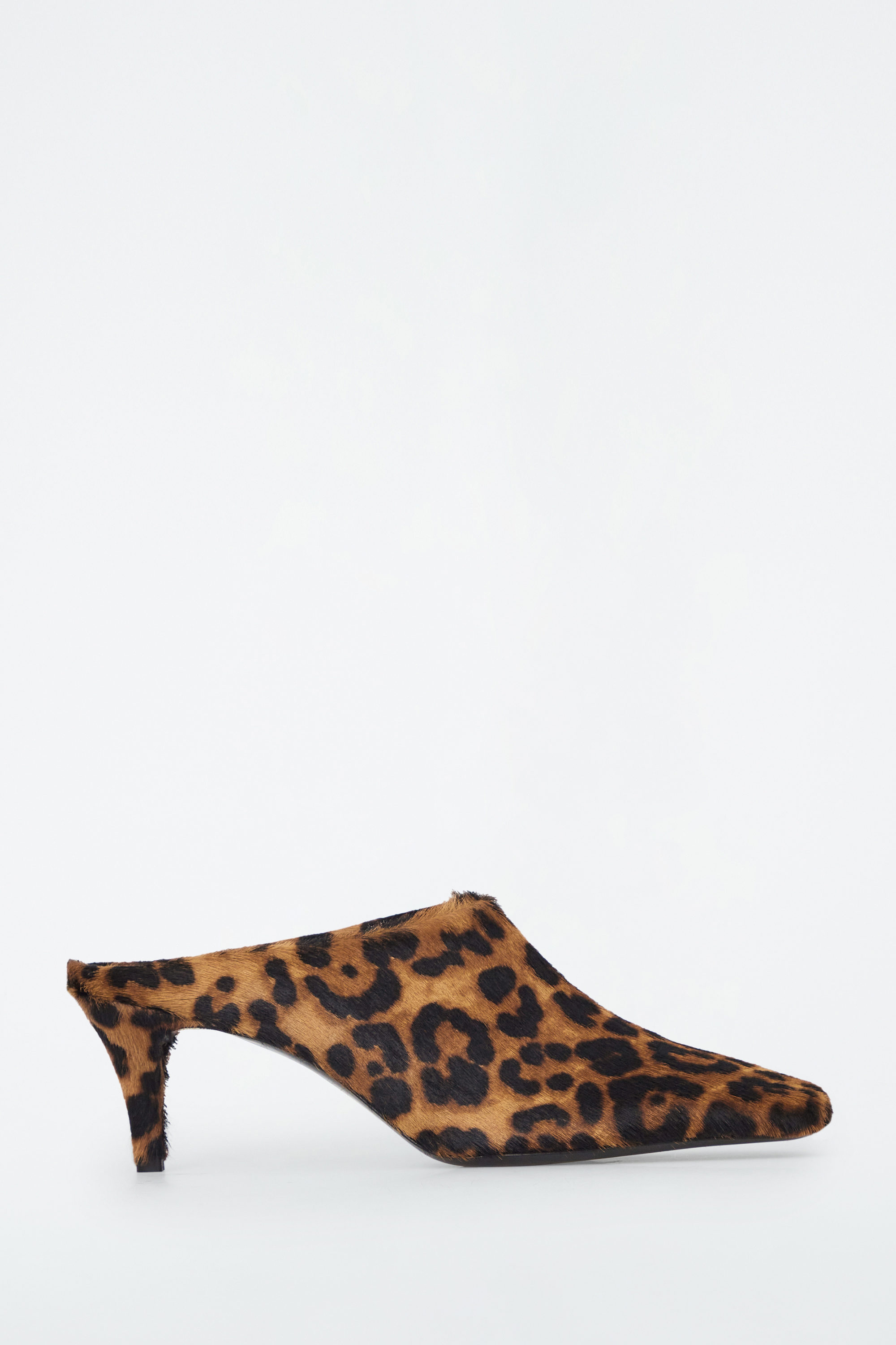 Square-Toe Leopard Pony-Hair Leather Mules