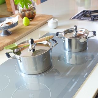 kitchen with chopping board and pan