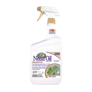 A spray bottle of neem oil insecticide