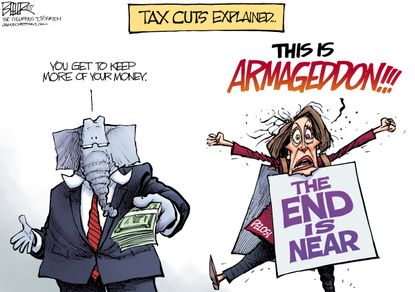 Political cartoon U.S. GOP tax cuts Nancy Pelosi