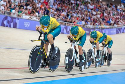 Australia women&#039;s team pursuit squad at the Paris Olympics