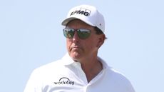 Phil Mickelson stares into the distance at the Saudi International