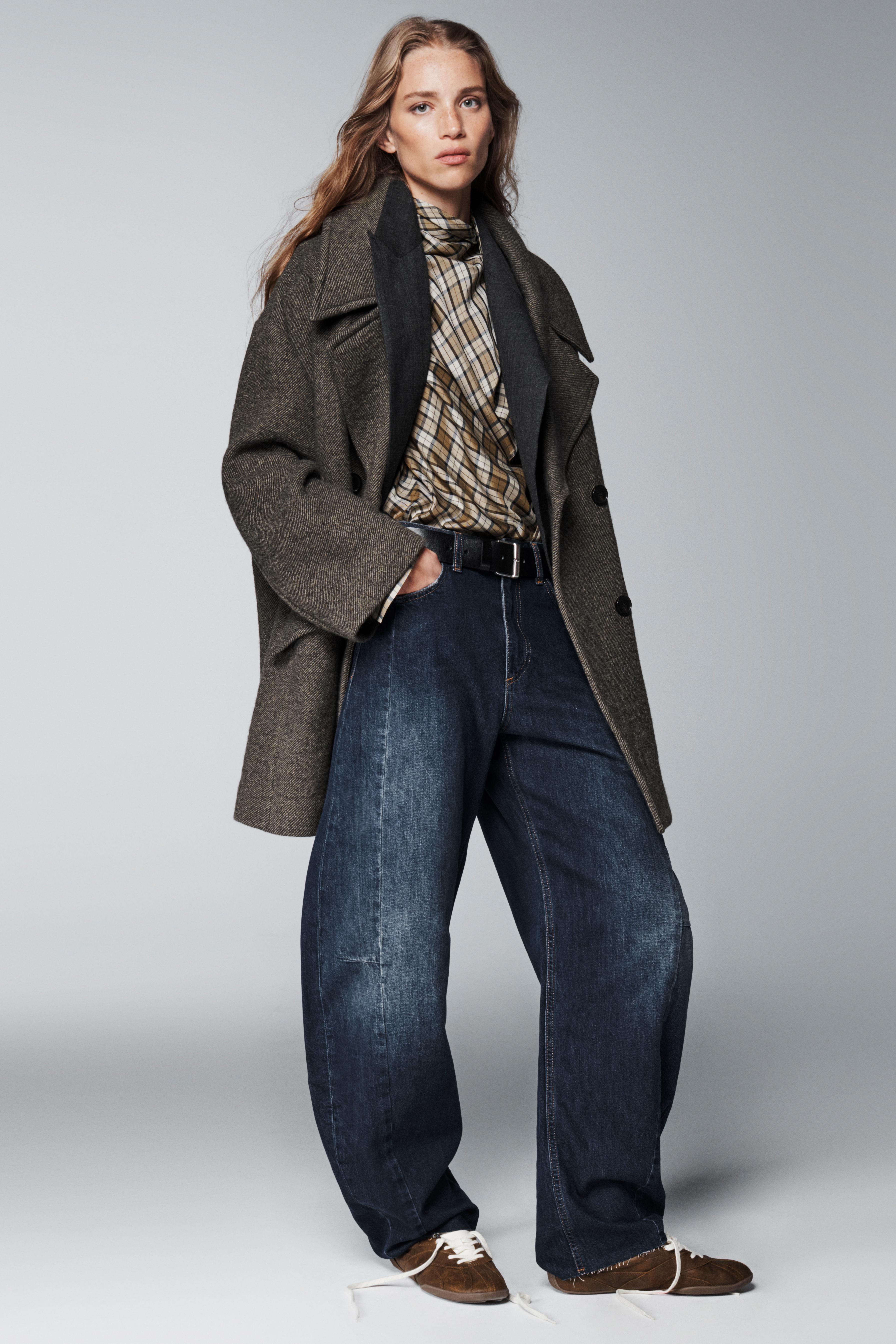 Zw Collection Wool Blend Double-Breasted Coat