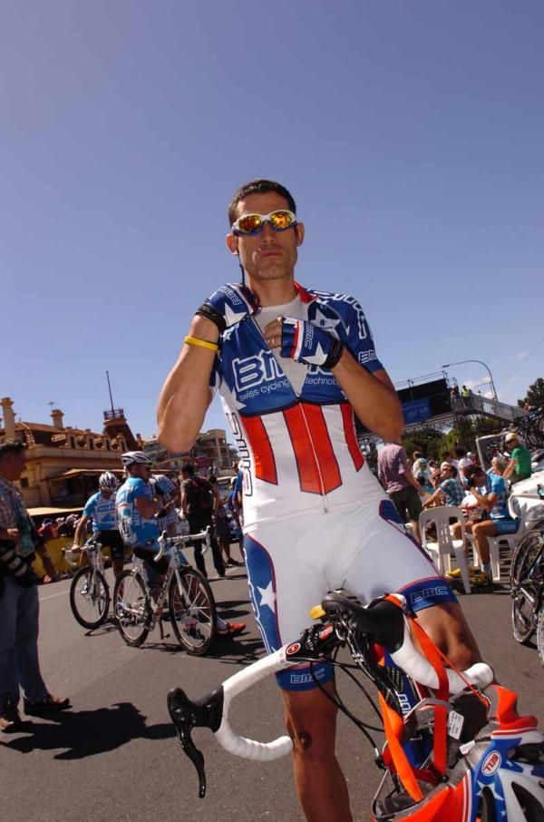 Wearing the national champions jersey at the start of the Tour Down Under in 2010
