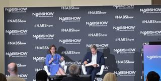 FCC Commissioner Anna Gomez speaks at a the Monday NAB Show Q&A panel.